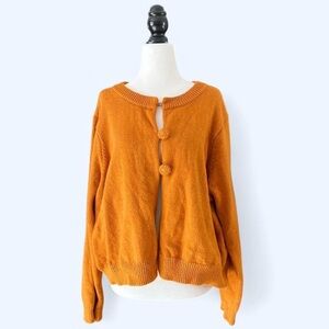 ModCloth Women’s Cotton Orange Knit Oversized Cottagecore Chunky Cardigan X3